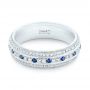 18k White Gold 18k White Gold Custom Blue Sapphire And Diamond Eternity Wedding Band - Flat View -  102798 - Thumbnail