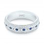 14k White Gold 14k White Gold Custom Blue Sapphire And Diamond Eternity Wedding Band - Flat View -  102798 - Thumbnail