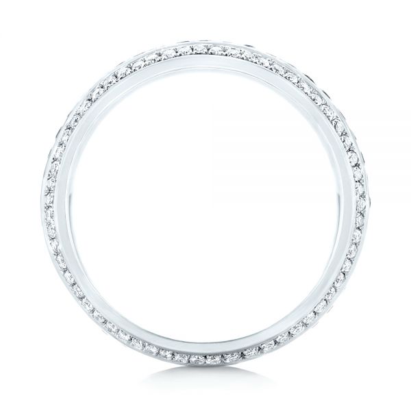 18k White Gold 18k White Gold Custom Blue Sapphire And Diamond Eternity Wedding Band - Front View -  102798