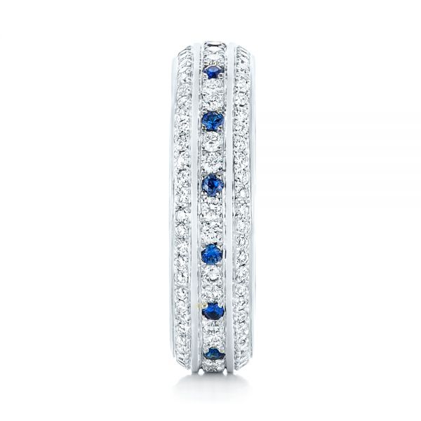 18k White Gold 18k White Gold Custom Blue Sapphire And Diamond Eternity Wedding Band - Side View -  102798