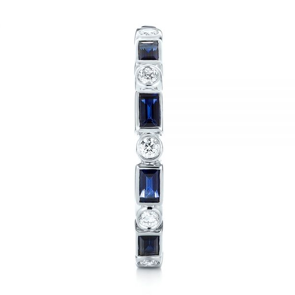 Platinum Custom Blue Sapphire And Diamond Eternity Wedding Band - Side View - 103217