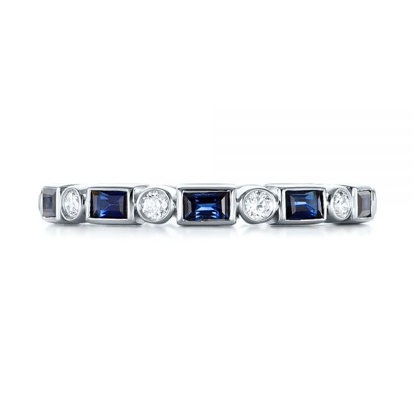 18k White Gold 18k White Gold Custom Blue Sapphire And Diamond Eternity Wedding Band - Top View -  103217