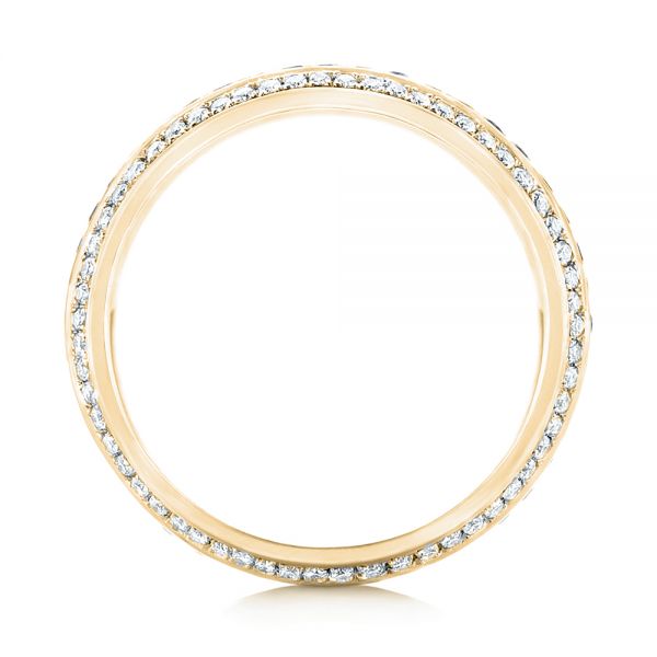 14k Yellow Gold 14k Yellow Gold Custom Blue Sapphire And Diamond Eternity Wedding Band - Front View - 102798