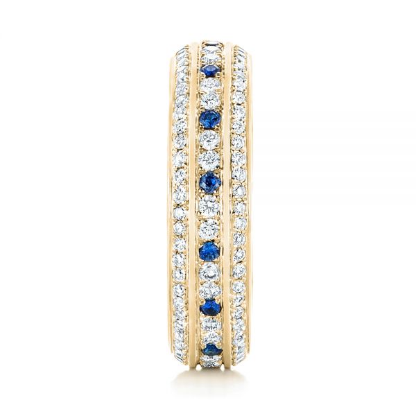 14k Yellow Gold 14k Yellow Gold Custom Blue Sapphire And Diamond Eternity Wedding Band - Side View -  102798