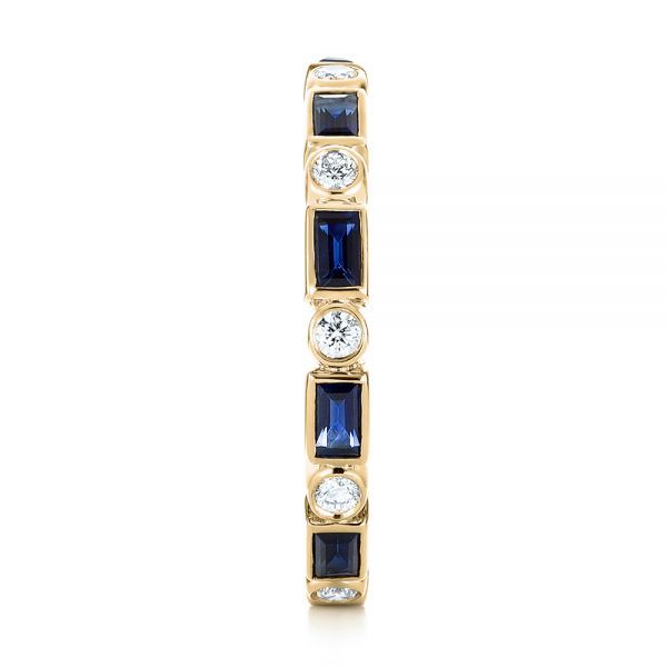 18k Yellow Gold 18k Yellow Gold Custom Blue Sapphire And Diamond Eternity Wedding Band - Side View -  103217