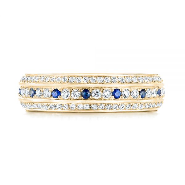 14k Yellow Gold 14k Yellow Gold Custom Blue Sapphire And Diamond Eternity Wedding Band - Top View -  102798