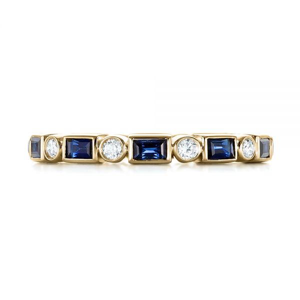 14k Yellow Gold 14k Yellow Gold Custom Blue Sapphire And Diamond Eternity Wedding Band - Top View -  103217