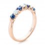 14k Rose Gold 14k Rose Gold Custom Blue Sapphire And Diamond Wedding Band - Three-Quarter View -  102404 - Thumbnail