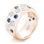 14k Rose Gold 14k Rose Gold Custom Blue Sapphire And Diamond Wedding Band - Three-Quarter View -  102697 - Thumbnail