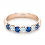 18k Rose Gold 18k Rose Gold Custom Blue Sapphire And Diamond Wedding Band - Flat View -  102404 - Thumbnail