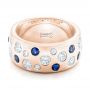 18k Rose Gold 18k Rose Gold Custom Blue Sapphire And Diamond Wedding Band - Flat View -  102697 - Thumbnail