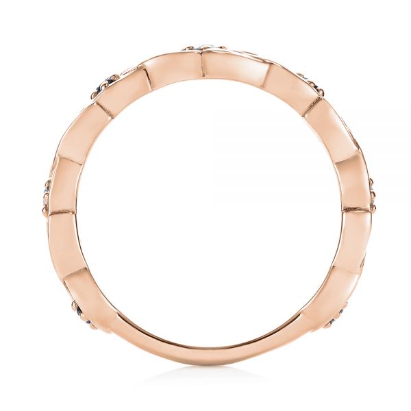 14k Rose Gold 14k Rose Gold Custom Blue Sapphire And Diamond Wedding Band - Front View - 103440