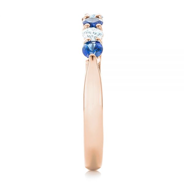 18k Rose Gold 18k Rose Gold Custom Blue Sapphire And Diamond Wedding Band - Side View -  102404
