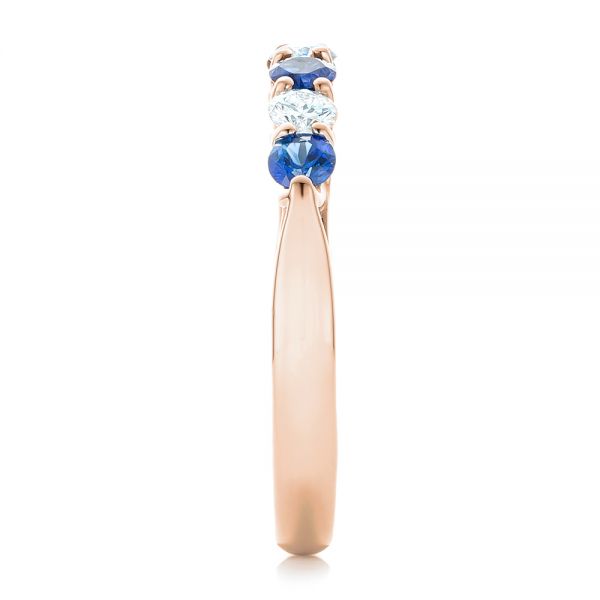 14k Rose Gold 14k Rose Gold Custom Blue Sapphire And Diamond Wedding Band - Side View -  102404