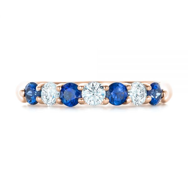 14k Rose Gold 14k Rose Gold Custom Blue Sapphire And Diamond Wedding Band - Top View -  102404