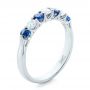  Platinum Custom Blue Sapphire And Diamond Wedding Band - Three-Quarter View -  102404 - Thumbnail