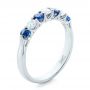 14k White Gold 14k White Gold Custom Blue Sapphire And Diamond Wedding Band - Three-Quarter View -  102404 - Thumbnail