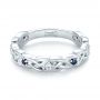 14k White Gold 14k White Gold Custom Blue Sapphire And Diamond Wedding Band - Flat View -  103440 - Thumbnail