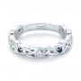 18k White Gold 18k White Gold Custom Blue Sapphire And Diamond Wedding Band - Flat View -  103440 - Thumbnail