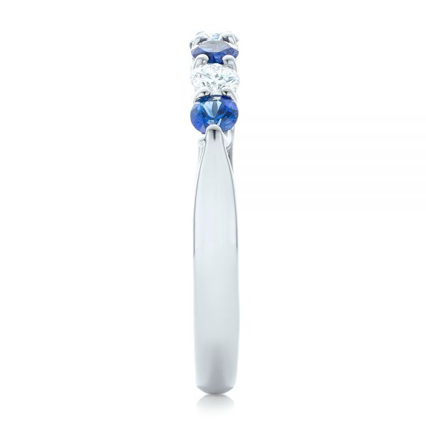  Platinum Custom Blue Sapphire And Diamond Wedding Band - Side View -  102404