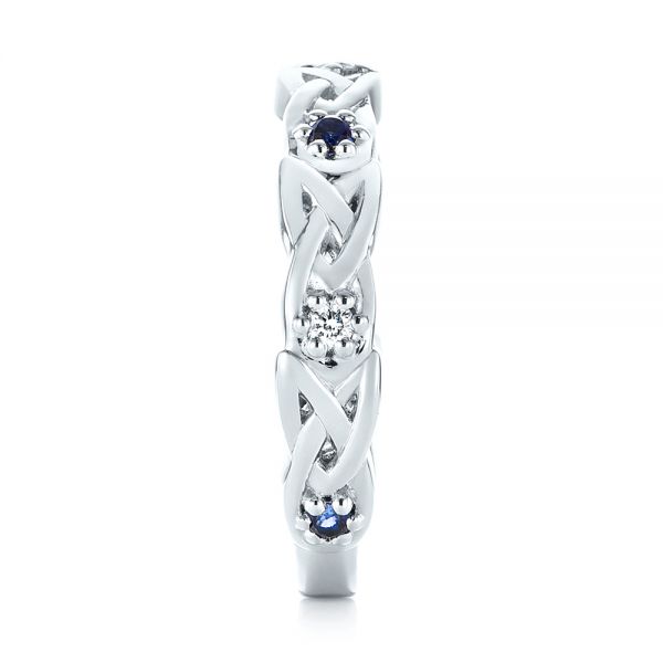 Platinum Custom Blue Sapphire And Diamond Wedding Band - Side View -  103440