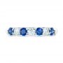  Platinum Custom Blue Sapphire And Diamond Wedding Band - Top View -  102404 - Thumbnail