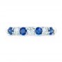 14k White Gold 14k White Gold Custom Blue Sapphire And Diamond Wedding Band - Top View -  102404 - Thumbnail