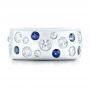 14k White Gold Custom Blue Sapphire And Diamond Wedding Band - Top View -  102697 - Thumbnail