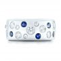 14k White Gold Custom Blue Sapphire And Diamond Wedding Band - Top View -  102697 - Thumbnail