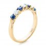 14k Yellow Gold 14k Yellow Gold Custom Blue Sapphire And Diamond Wedding Band - Three-Quarter View -  102404 - Thumbnail