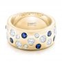 18k Yellow Gold 18k Yellow Gold Custom Blue Sapphire And Diamond Wedding Band - Flat View -  102697 - Thumbnail