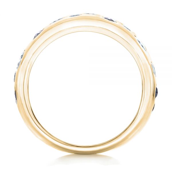 18k Yellow Gold 18k Yellow Gold Custom Blue Sapphire And Diamond Wedding Band - Front View - 102697