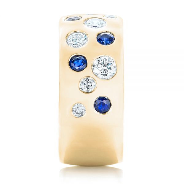 18k Yellow Gold 18k Yellow Gold Custom Blue Sapphire And Diamond Wedding Band - Side View - 102697