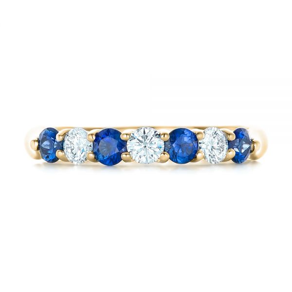 14k Yellow Gold 14k Yellow Gold Custom Blue Sapphire And Diamond Wedding Band - Top View -  102404