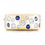 14k Yellow Gold 14k Yellow Gold Custom Blue Sapphire And Diamond Wedding Band - Top View -  102697 - Thumbnail