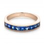 18k Rose Gold 18k Rose Gold Custom Blue Sapphire Wedding Band - Flat View -  102220 - Thumbnail