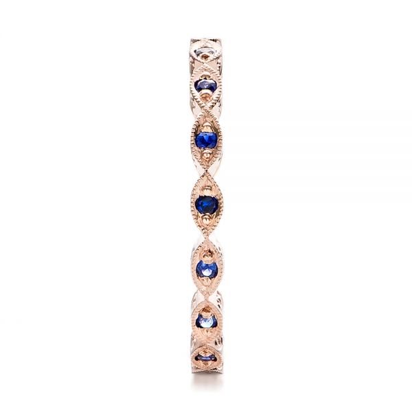14k Rose Gold Custom Blue Sapphire Wedding Band - Side View -  100884