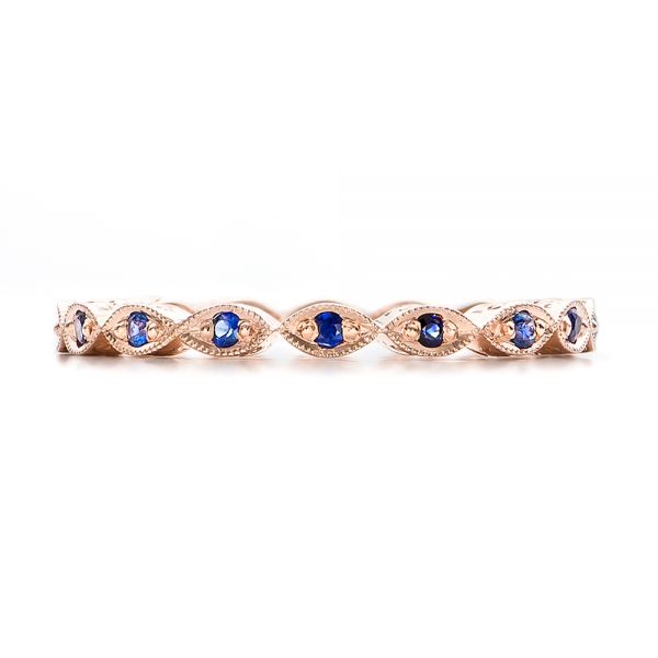 14k Rose Gold Custom Blue Sapphire Wedding Band - Top View -  100884