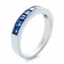 18k White Gold 18k White Gold Custom Blue Sapphire Wedding Band - Three-Quarter View -  102220 - Thumbnail