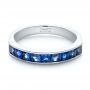  Platinum Platinum Custom Blue Sapphire Wedding Band - Flat View -  102220 - Thumbnail
