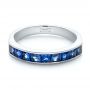 14k White Gold 14k White Gold Custom Blue Sapphire Wedding Band - Flat View -  102220 - Thumbnail