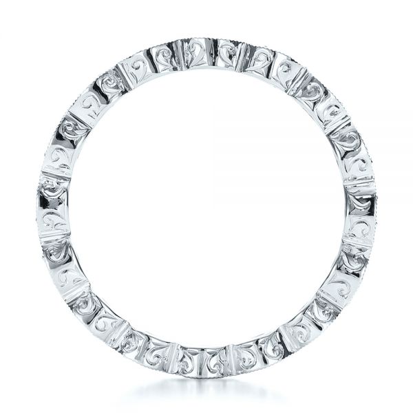 18k White Gold 18k White Gold Custom Blue Sapphire Wedding Band - Front View - 100884