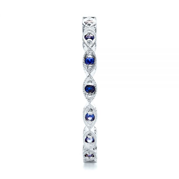 18k White Gold 18k White Gold Custom Blue Sapphire Wedding Band - Side View - 100884