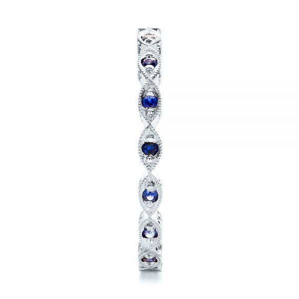  Platinum Platinum Custom Blue Sapphire Wedding Band - Side View -  100884