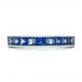 14k White Gold 14k White Gold Custom Blue Sapphire Wedding Band - Top View -  102220 - Thumbnail