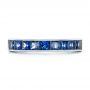 18k White Gold 18k White Gold Custom Blue Sapphire Wedding Band - Top View -  102220 - Thumbnail