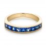 18k Yellow Gold 18k Yellow Gold Custom Blue Sapphire Wedding Band - Flat View -  102220 - Thumbnail