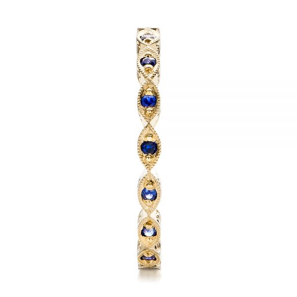 14k Yellow Gold 14k Yellow Gold Custom Blue Sapphire Wedding Band - Side View -  100884