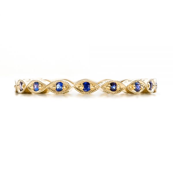 18k Yellow Gold 18k Yellow Gold Custom Blue Sapphire Wedding Band - Top View -  100884