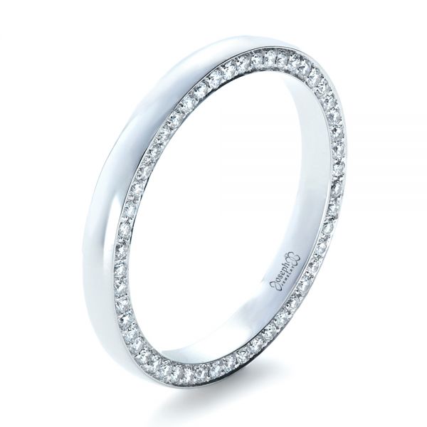 18k White Gold Custom Bright Cut Eternity Band - Three-Quarter View -  1331